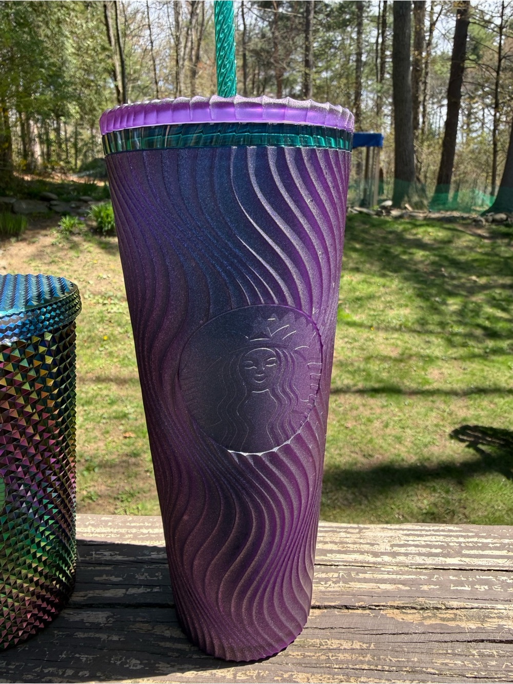 Starbucks Iridescent & Ombre Studded Cold Cup Trio - Purple, Green, Holographic - Picture 4 of 4